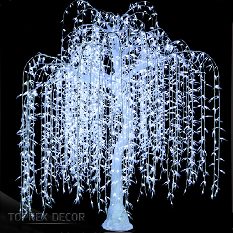 New Arrival White Weeping Willow Tree Waterproof LED Lighting Christmas Decorations Artificial Plant for Sale