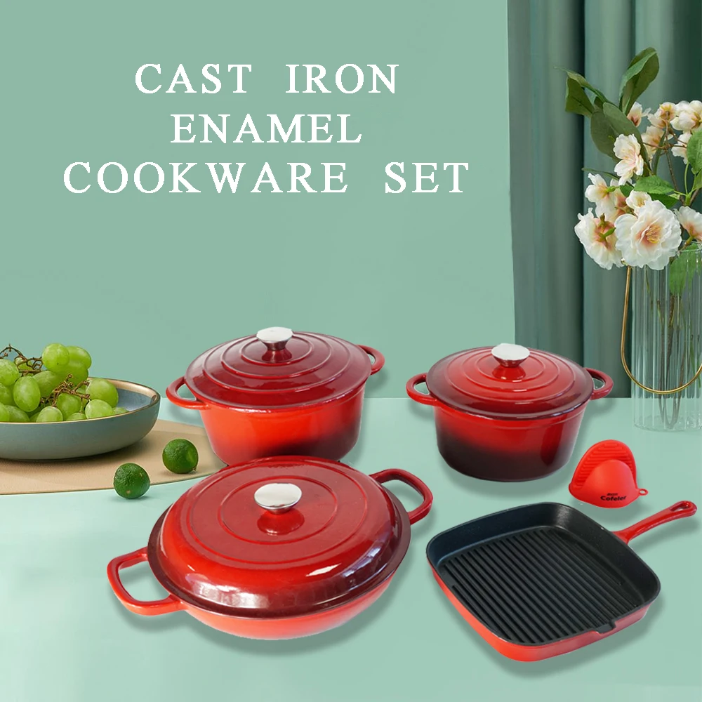 2022 High Grade Cookware Set Non Stick Cast Iron Color Enamel Soup ...