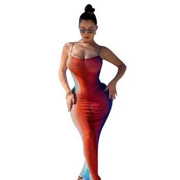 The new summer vacation sexy halter dress of 2022 European and American style slim body show thin buttocks wrap skirt