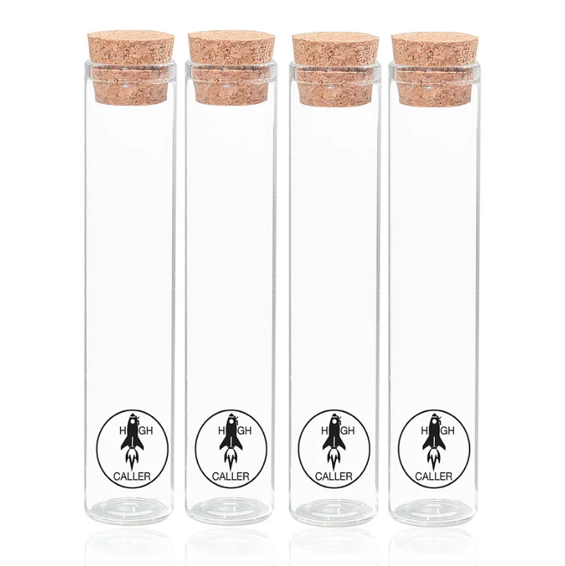 Personalized Clear Test Tube Packaging Flat Bottom Glass Tubes Glass Pre Roll Packaging 116mm Cylinder Cigar Tube With Wood Cork