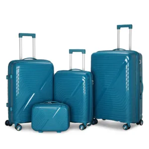 Hot Sale Custom Set of 4 Travel Suitcases Durable PP Polyester Lined Luggage Bag Main Material PP Direct From Supplier