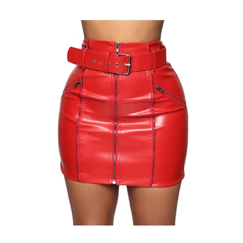 New arrival hot selling custom fashion PU leather mini skirt for women