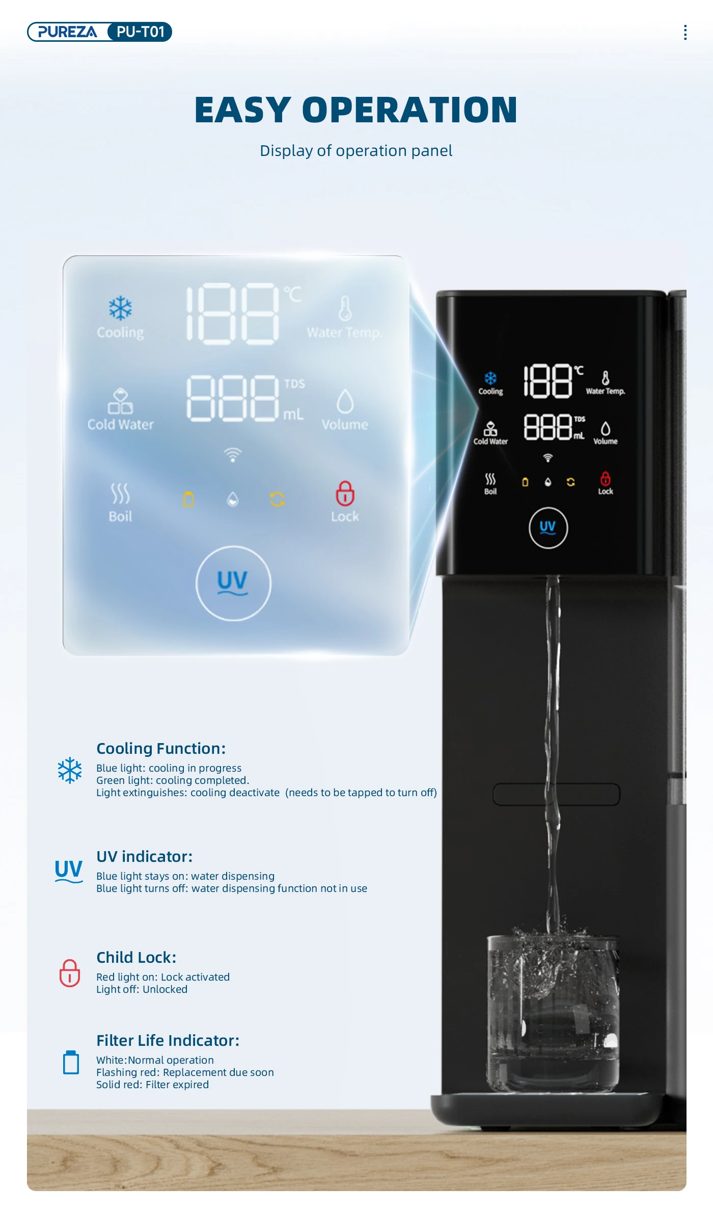 Electric R O Electric RO Water Dispenser Cooler Hot Portable Eco-Friendly Household ...