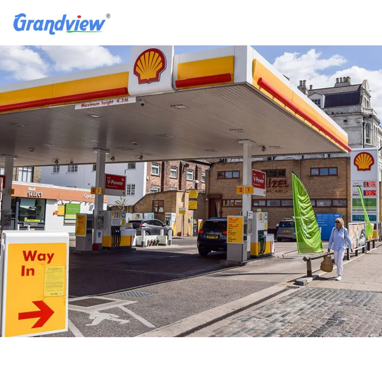Custom Gas Station and Design Station Accessories Pylon Sign Frame Design Gas Station Canopy for Sale