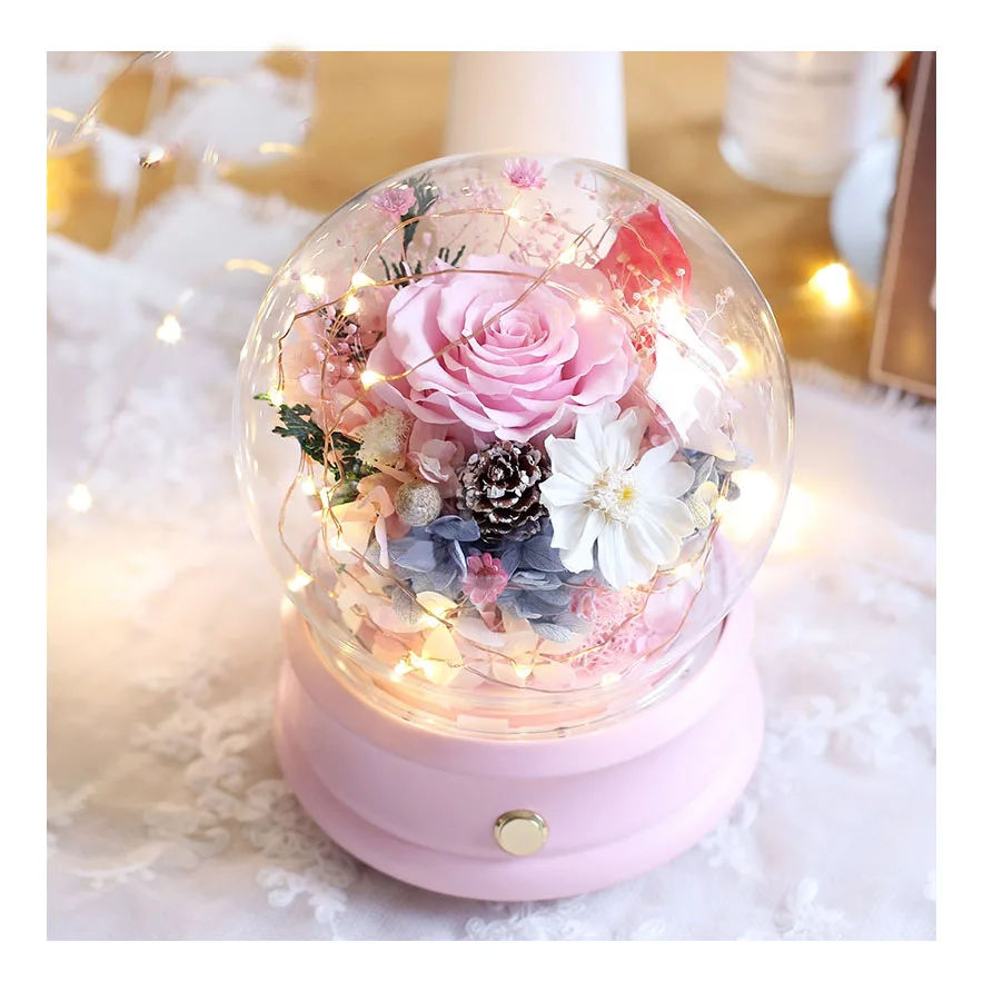 Rose Eternelle Sous Dome De Verre Avec Musique Rose Eternelle Dome Verre Led  Delicate Appearance Preserved Rose In Glass Dome - Buy Delicate Appearance  Preserved Rose In Glass Dome,Preserved Real Touch Roses,Golden