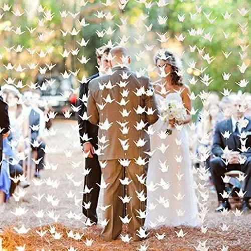 EASTTERN Handmade Origami Paper Crane Garlands for Bridal Shower Wedding Valentine's Day & Christmas Party Decorations
