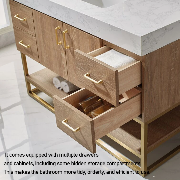 Freestanding Vanity Bathroom 72 Inch Bathroom Vanity Cabinet Floor Mounted Solid Oak Wood ...