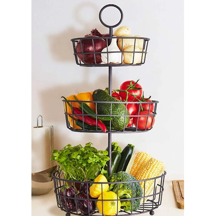 S Fruit Basket Metal Fruit Vegetable Storage Bowls Hollow Out Breathable Design Kitchen Storage