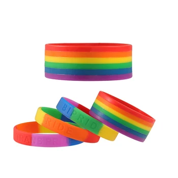 Factory directly custom wristband silicone personalise bracelet 22mm rainbow silicone bracelet