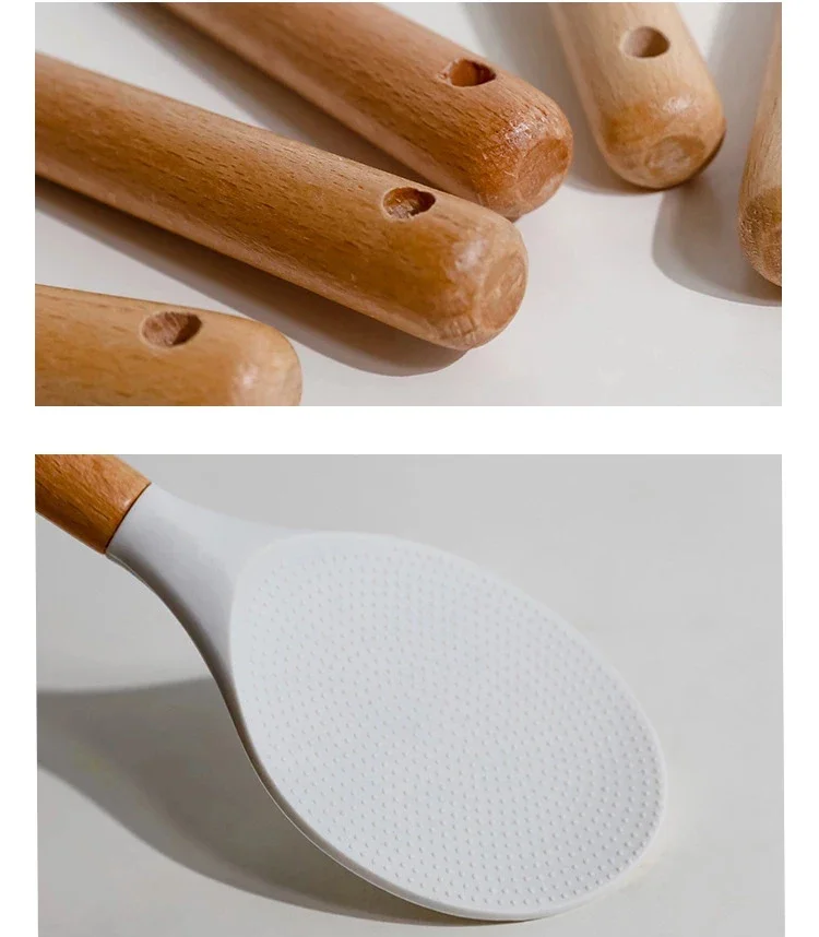 High Temperature Non-stick Kitchen Cooker Rice Spoon Silicone Rice ...