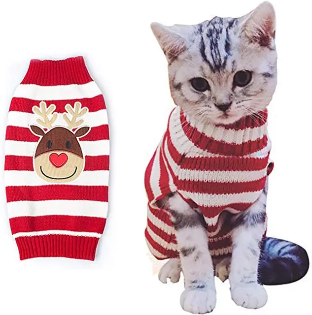 Cat Sweater Christmas Santa Claus Pet Cat Winter Knitwear Warm Clothes