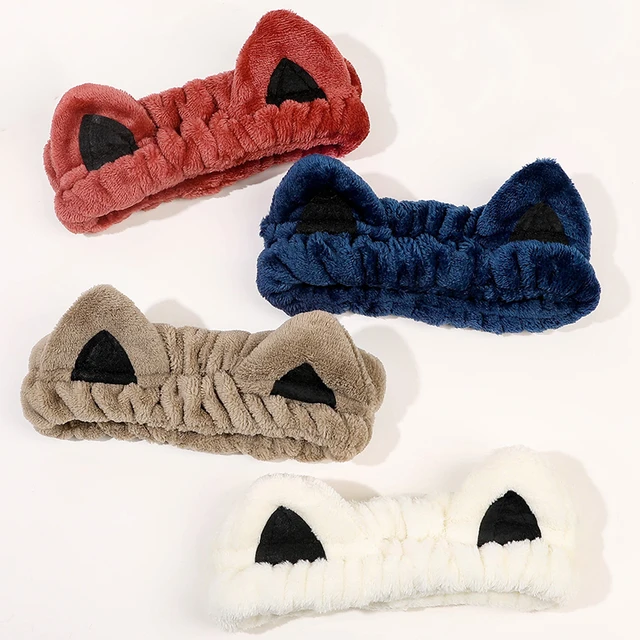 Autumn Winter Elastic Band Cute Hair Band Cat Ears Decorative Hair Band for Washing Face Solid Color Sweet Cintillos Headbands