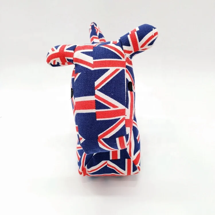 Union Jack Design Dog Doorstop Stuffed Sand Animal Dog Shape Door Stopper For Home Decoration