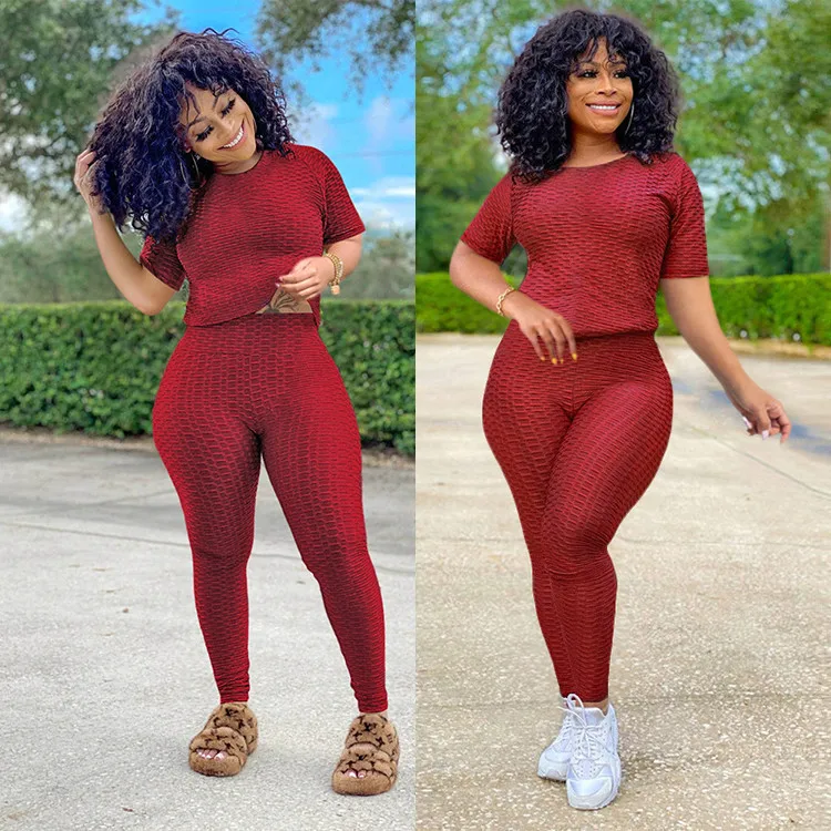 New Arrivals High Quality Women Fashion Clothing 2021 Spring Bodycon Two Piece Set Solid Color 2 Piece Set