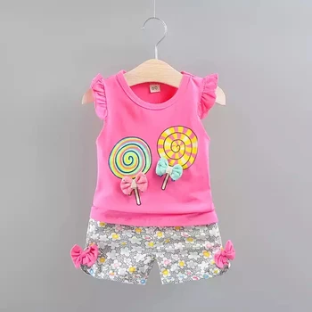 2023 girls' clothing sets summer 2pcs baby t shirt shorts flower casual overalls toddler suit baby children clothes kid