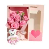 7 roses bouquet bear-pink