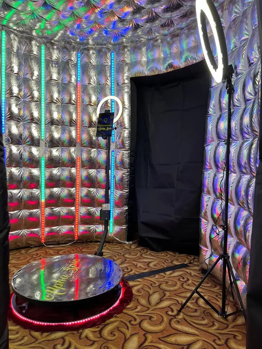 New Style 360 Degree Video Camera Led Lights Vogue Booth Enclosure Photo Booth Backdrop for Party Event