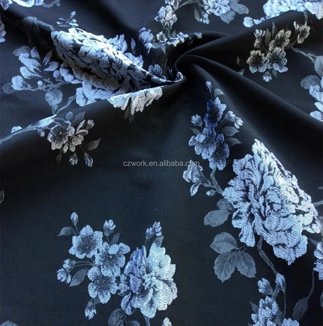 210gsm Polyester Jacquard Brocade Fabric Floral Pattern Fashion Fabric ...
