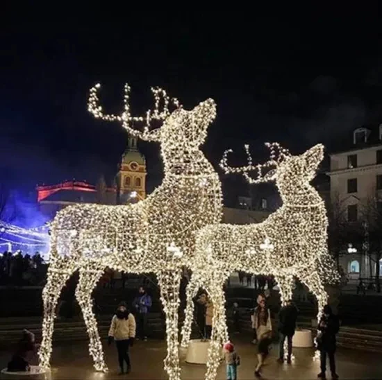 クリスマスLED 3D鹿モチーフライト - アクリル製・多色・カスタマイズ可能