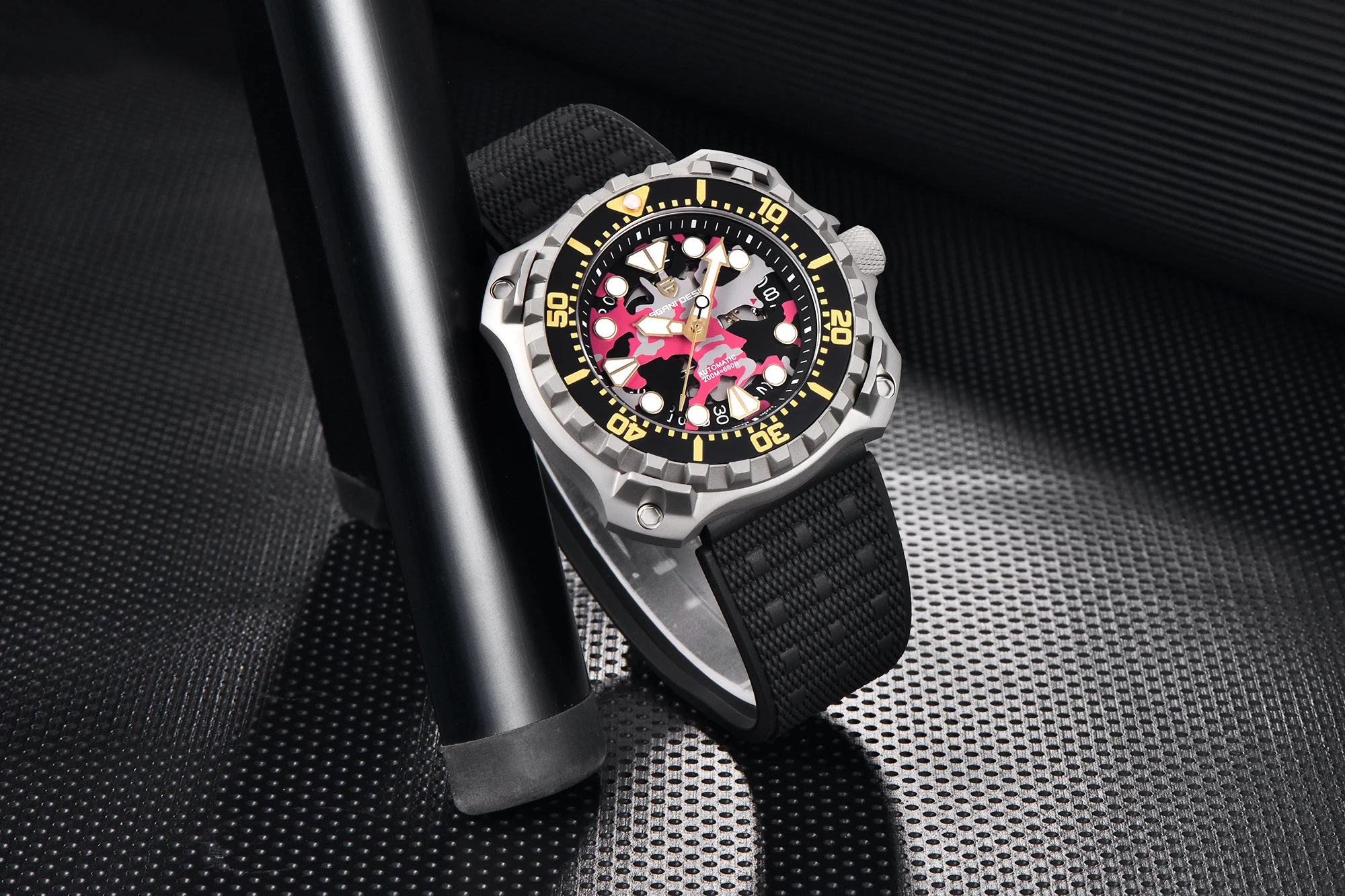 Часы Pagani design 009 мужские с механизмом, модные эксклюзивные водонепроницаемые автоматические наручные, с резиновым ремешком, с отображением даты