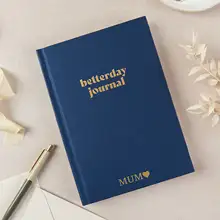 Custom Linen Hardcover Journal Daily Positivity Mindfulness Notebook with Betterday Satin Bookmark for Self Care