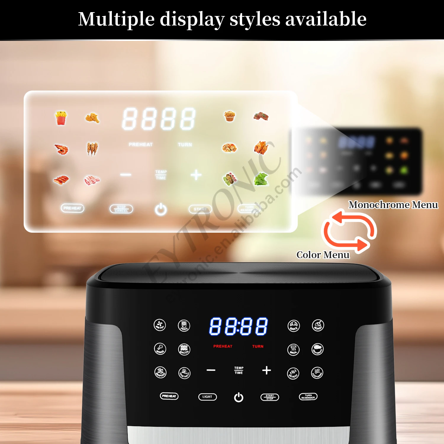 New 6L 7L 8L 2023 Smart Air Fryer Touch Screen OEM Custom Oil Free Electric Deep Fryer Hot Digital Air Fryer Wholesale