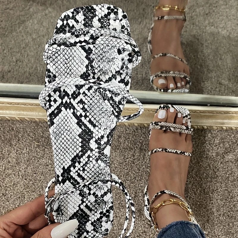 New Large Size Women's Shoes 43 Europe And America 2021 Summer Snake Print  Flat Sandals And Slippers Ladies Strappy Sandals - Buy Womans Sandles Shoes  Sandal,Cute Sandals For Women,Women 2021 Sandals Product