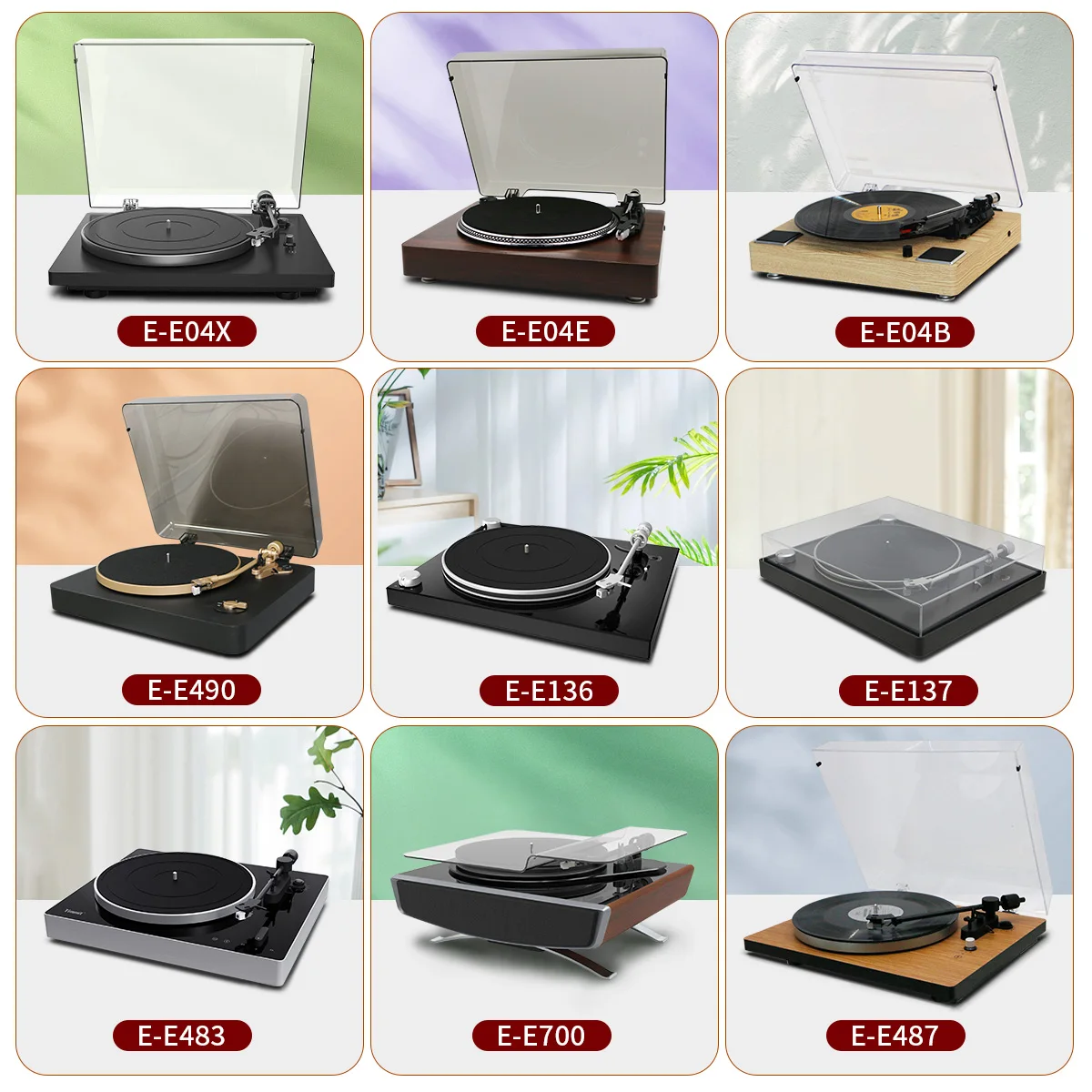 High Sound Quality Wooden Desktop Integrated Vinyl Record Built-in Stereo Gramophone Turntable Player