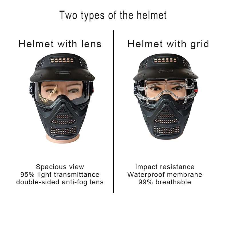 Custom Paintball Helmets Archery Tag CS Game Equipment Full Face Helmet for Kids and Adult