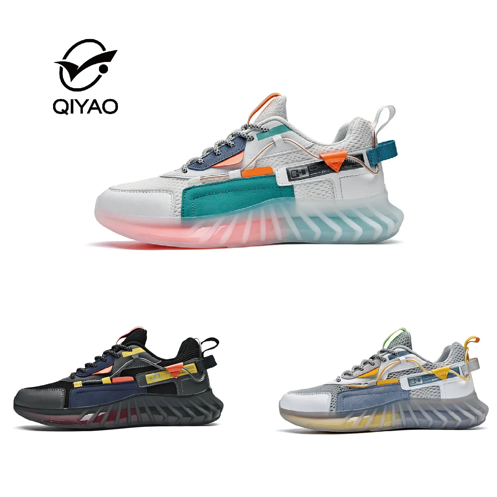 Qiyao New Autumn Chunky Sneakers Breathable Microfiber Man Shoe Free ...