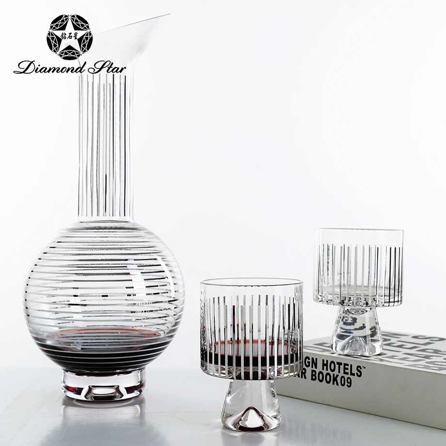 Набор очков для напитков с алмазной звездой, элегантные волнистые горные камни, стеклянная посуда, набор стеклянных бутылок