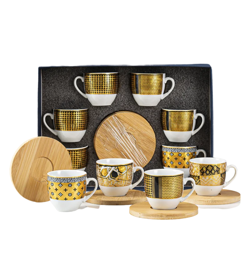 Modern Luxury 12pcs Turkish Coffee Cups Set Espresso Porcelain Cup And