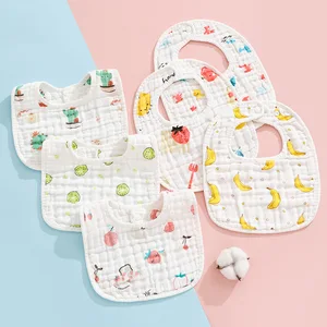 Muslin Baby Bibs Eight-Layer Cotton Gauze Button Closure Eco-friendly OEKO-TEX Certified Drool Towel