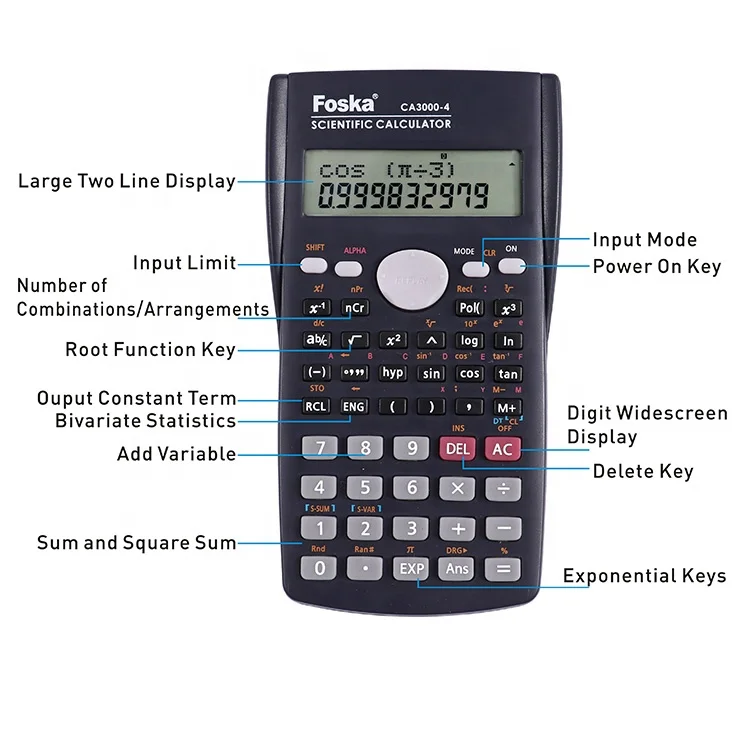 12 Digits 240 Functions FX-82MS Black Calculator Student