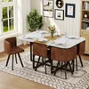 White Wood Rectangular Table + Brown Chair + Seats 6