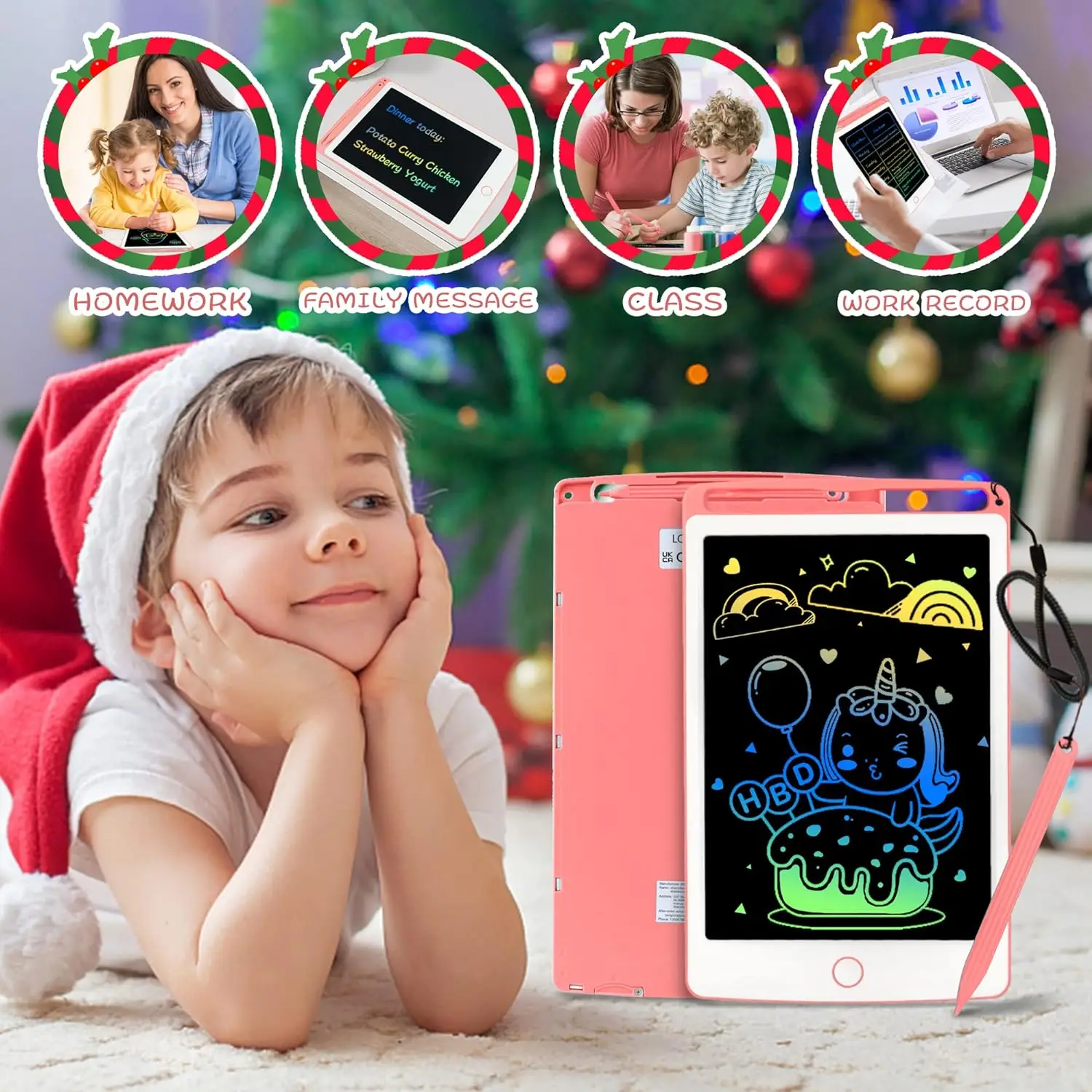 LCD Writing Tablet with Stylus, Erasable Doodle Board Mess Free  Interactive Drawing Pad for Kids