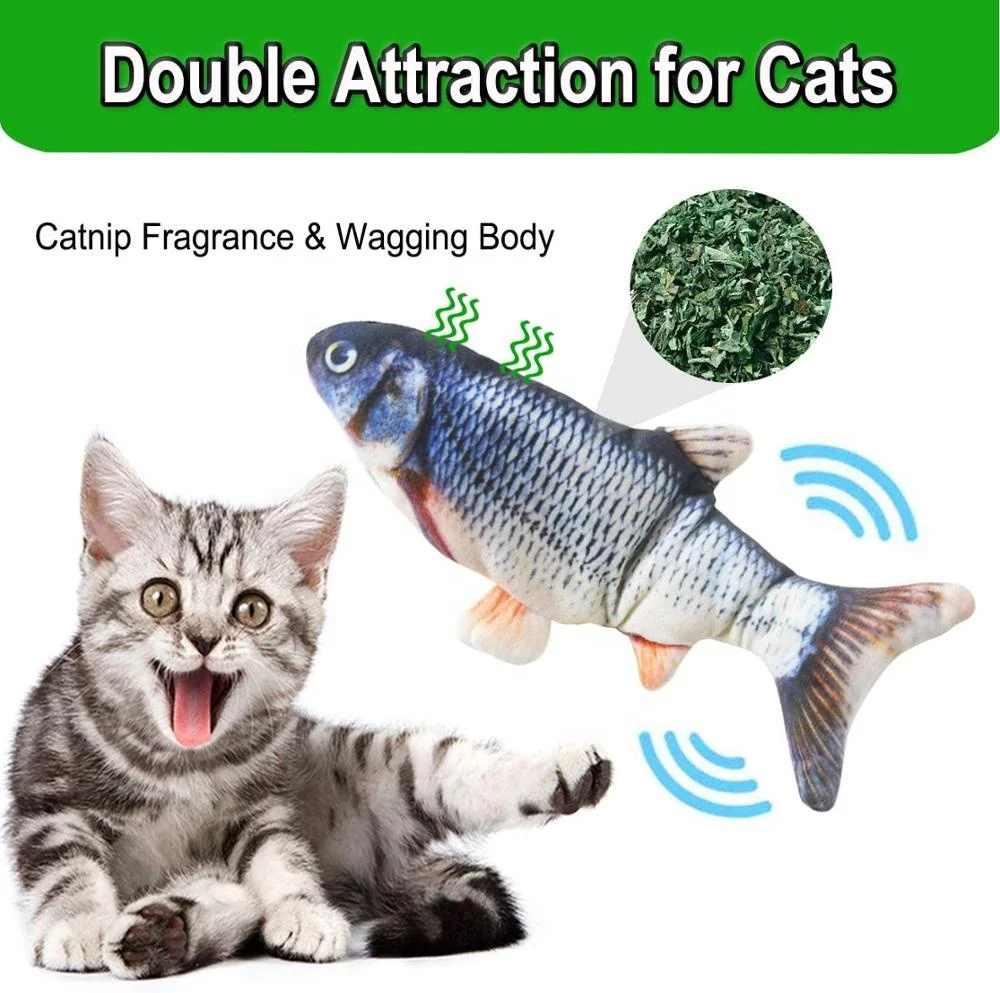 2020 Newest Indoor Interactive Dancing Fish for Kitty Catnip Toys Perfect for Biting Chewing Electric Fish Cat Toy