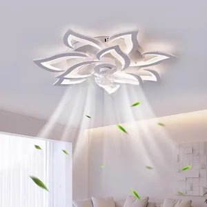 Intelligent Lighting, Modern Indoor Surface Mounted Flower Lights Kitchen Bedroom Living Room LED Ceiling Fan Lights