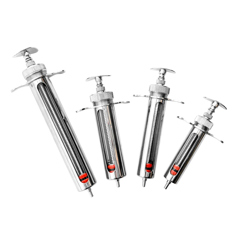 BLUEWORTH 調整可能 動物用金属製シリンジ リアル銅製 再利用可能 ハイポダーミックガラス 耐実験室 10ML100ML