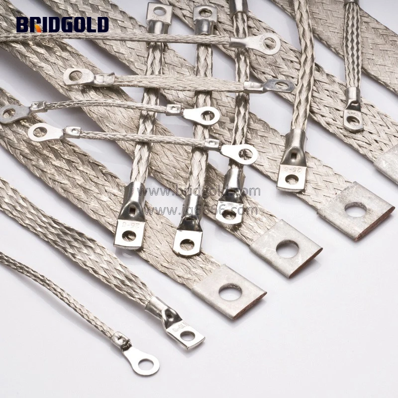 Customized Size Earthing System Connection Car Battery Copper Braided Ground Strap