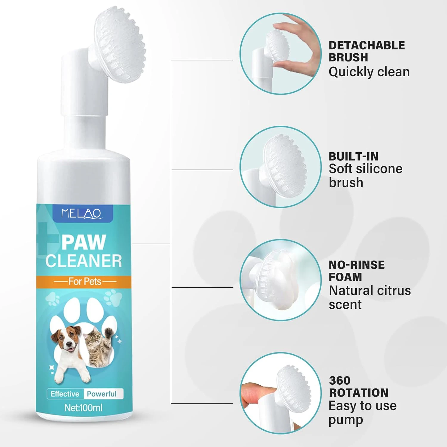 No-rinse & Portable Pet Paw Shampoo Deep Cleaning Dog Paw Washer Foam ...