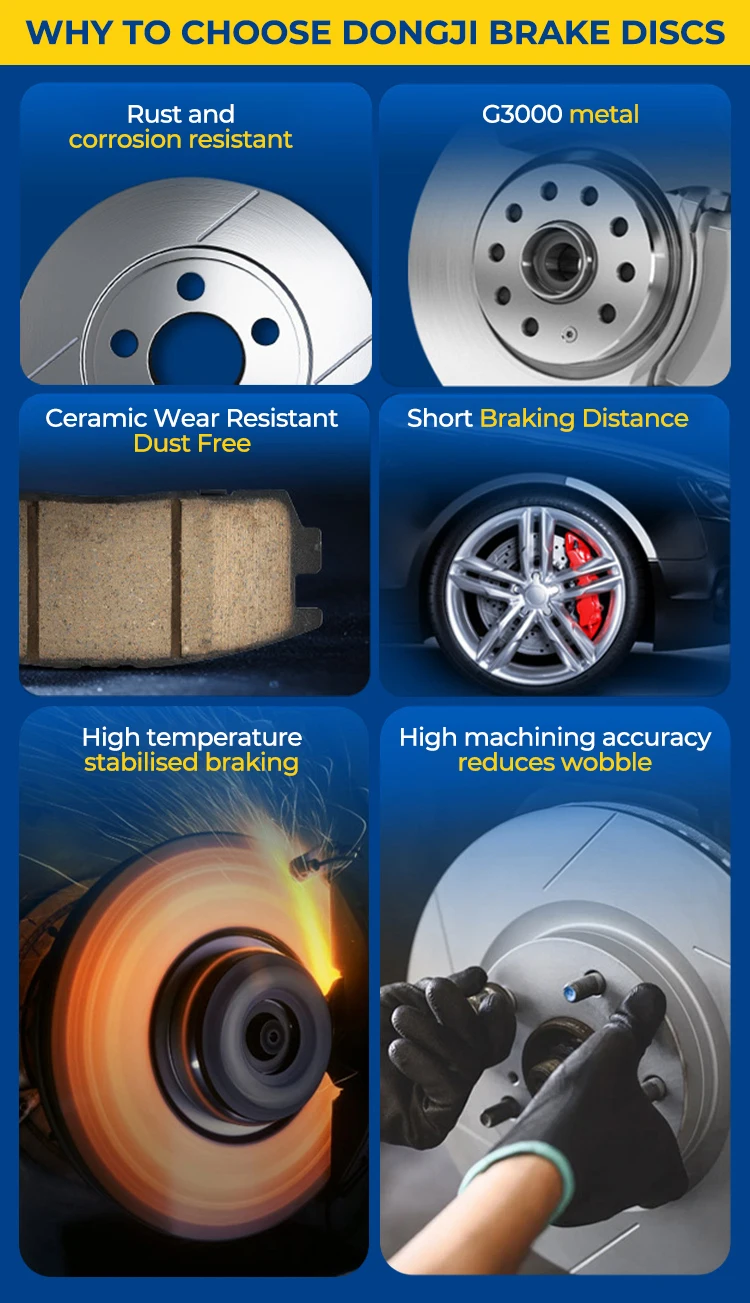 product high quality front brake disc rotor set wholesome drilled slotted design left right for chery tiggo 9 iron material rear-6