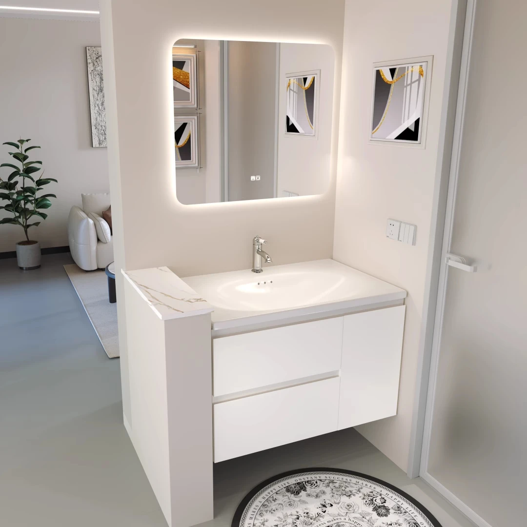 product custom oak wall mounted bathroom cabinet combination bathroom vanity with ceramic basin washbasin-5