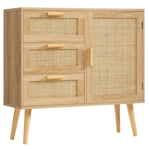 Modern Bedroom Living Room Drawer Cabinets Rattan Wood Storage for Sale