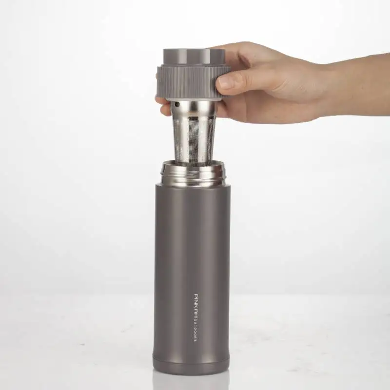 PINKAH 13 oz Stainless Steel Insulated Tea Infuser Flask Thermos