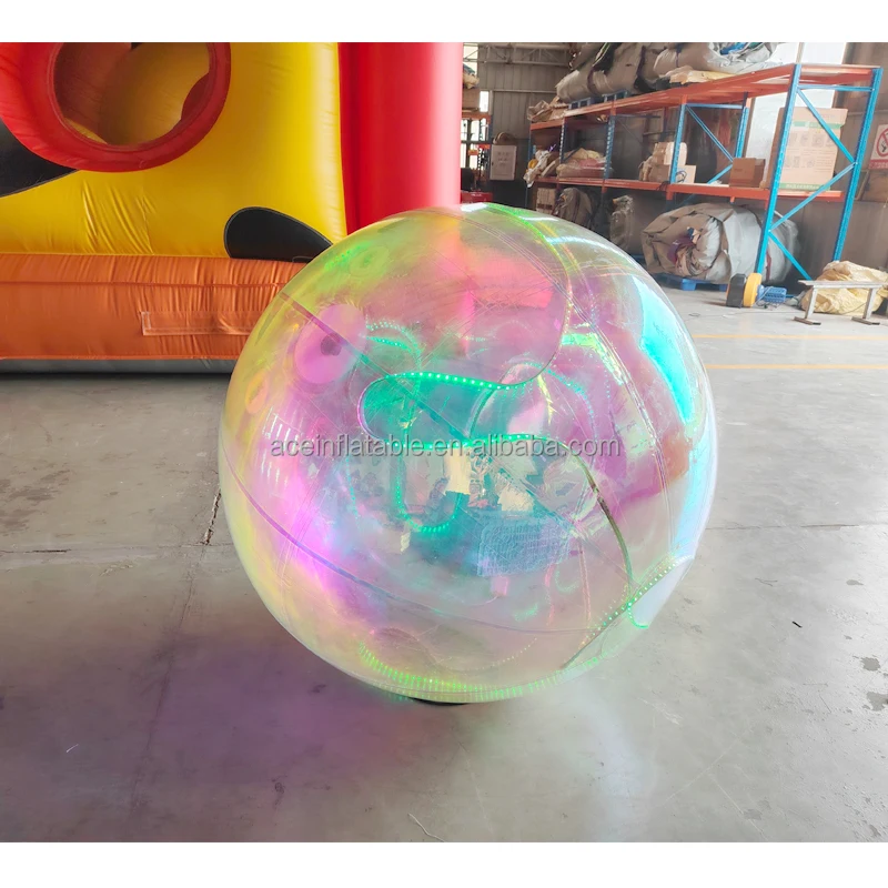Decorative Inflatable Sphere Metallic Balls Inflatable PVC Disco Ball Iridescent Inflatable Mirror Ball with LED Light