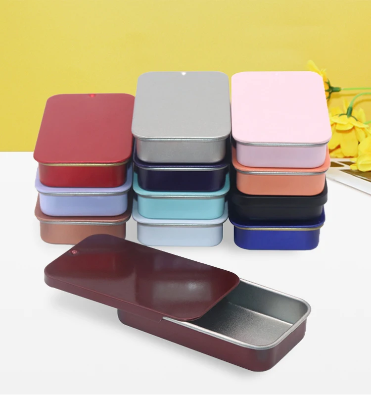 High Quality Sliding Metal Boxes Slide Lid Lip Balm Small Tin Case ...