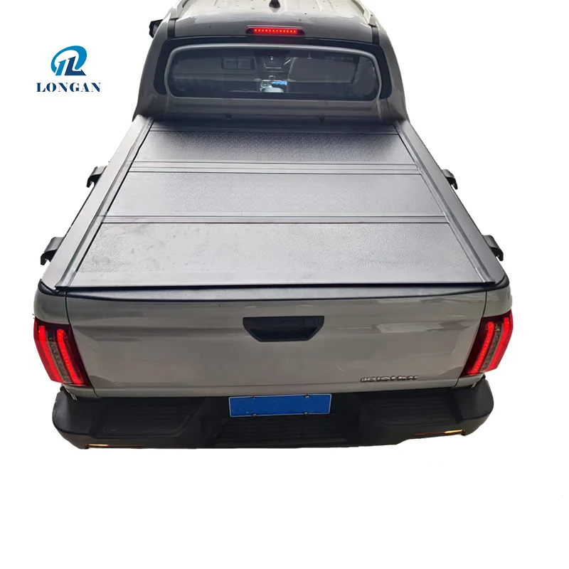 Brushed Finish Built-in Hard Four Fold Cover Cargo Pickup Truck Tonneau Bed Cover Ford F150 Shuttler Car Accessories 2025