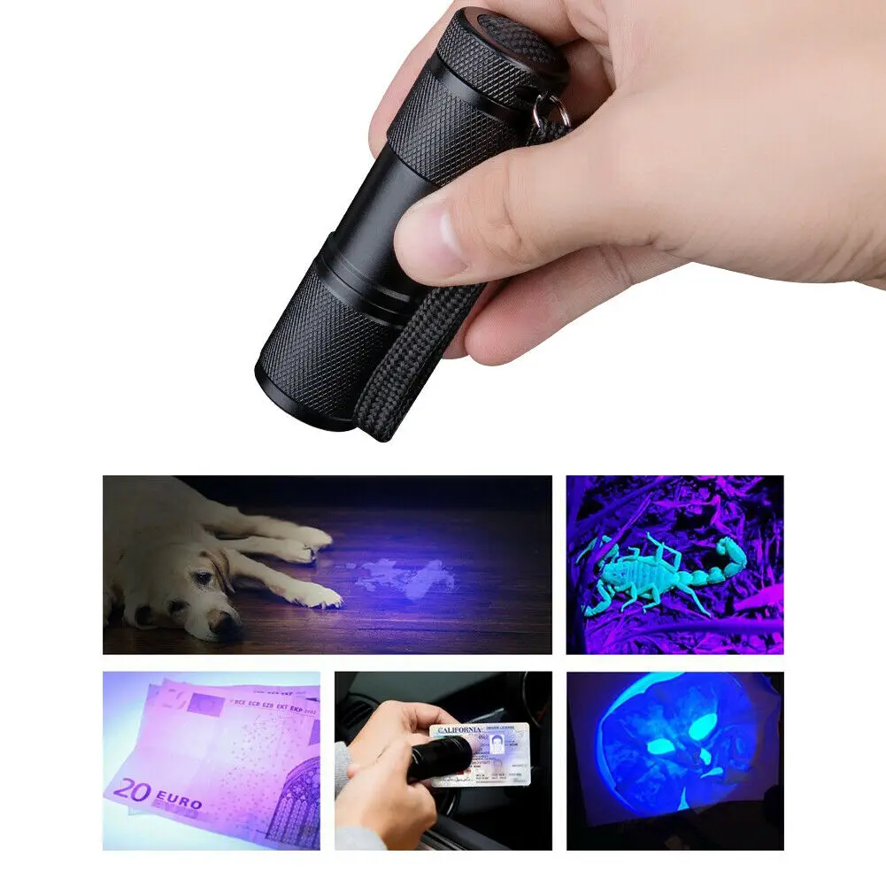 395/365nm UV Ultra Violet LED Blacklight Flashlight - High Lumens, Adjustable Focus