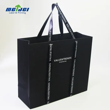 Fashion New Design Black Luxury Paper Shopping Bag With Customized Logo Hot Stamping In Gold